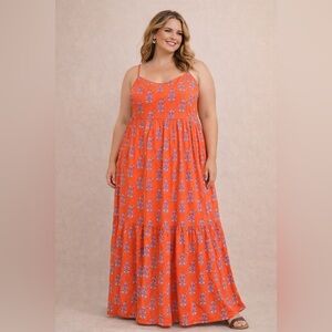 Boden Maxi Dress Size 20/22 Orange Paisley Print Plus Size Fashion Boho Flowy